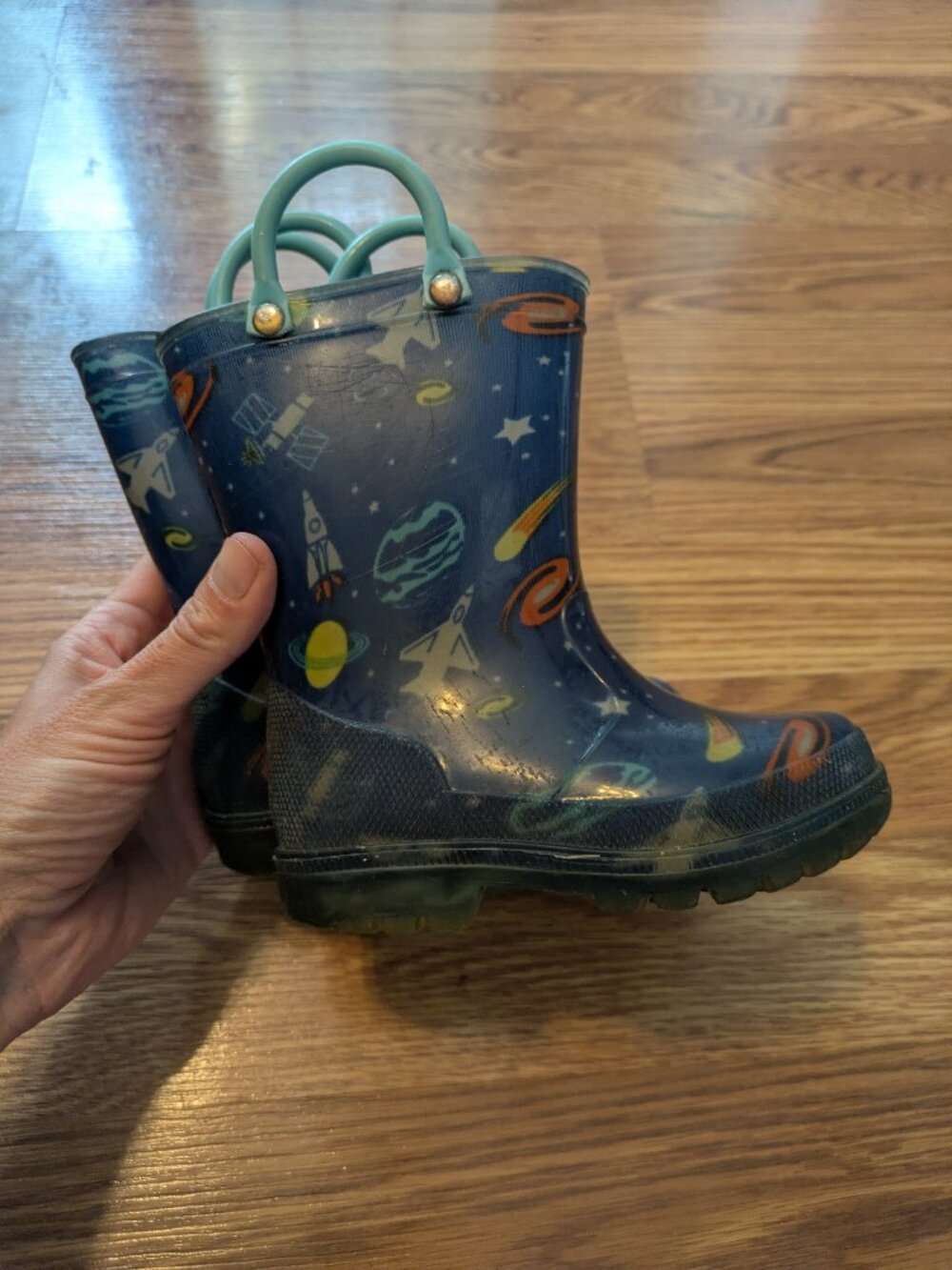 Kid Light Up Space Rain Boots